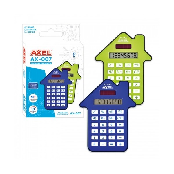Calculator de birou Axel AX-007 432950, 8 digiti, alimentare baterie + solar, verde