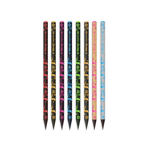 Creion grafit CNX YL817157, HB, corp rotund diverse culori, model reni