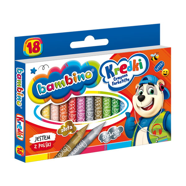 Creioane cerate Bambino 201, 18 culori, blister carton
