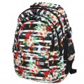 Ghiozdan St.Majewski St. Right Tropical Stripes 43cm, 618390, 4 compartimente, negru cu flori exotice