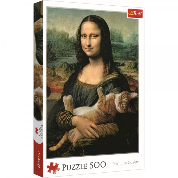 Puzzle carton 500 piese Trefl Mona Lisa si o pisica, 37294, 10+ ani