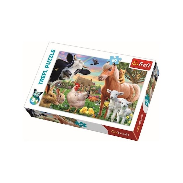 Puzzle carton 60 piese Trefl Animale de la ferma, 17320, 3+ ani