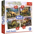 Puzzle carton 4in1 35-70 piese Trefl dinozauri, 34383, 4+ ani