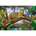 Puzzle carton 1500 piese Trefl Leopard cu 3 pui, 26160, 12+ ani