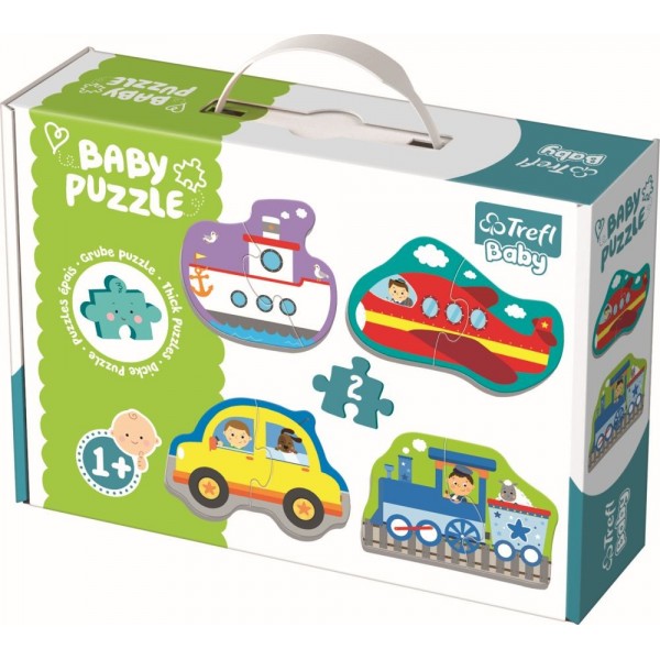 Puzzle carton 2 piese Trefl Baby - vehicule, set 4x, 36075, 1+ ani