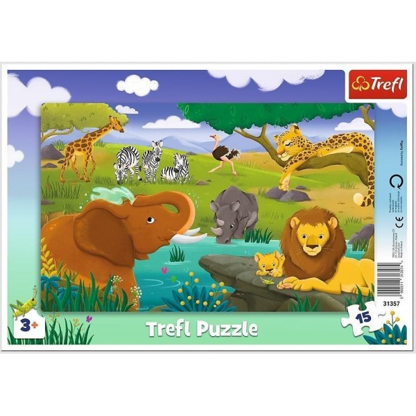 Puzzle carton 15 piese Trefl safari jungle, 31357, 3+ ani