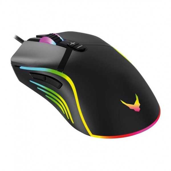 Mouse optic Omega Varr Gaming VGMB03, 1000-1600-3200-6400 dpi, USB, iluminare RGB, 7 butoane, negru