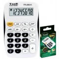 Calculator de birou Toor TR-295-K 120-1769, 8 digiti, alimentare baterie, alb/negru