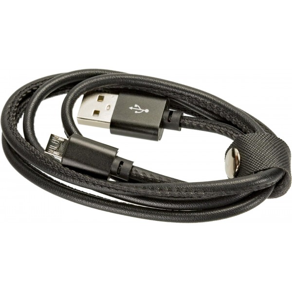 Cablu Platinet micro USB protectie din piele, 1m, 43292, negru