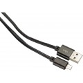 Cablu microUSB - USB A Platinet, 1m, imitatie piele, negru, 43292
