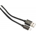 Cablu Platinet micro USB protectie din piele, 1m, 43292, negru