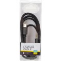 Cablu Platinet micro USB protectie din piele, 1m, 43292, negru