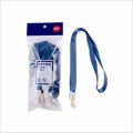 Snur textil pentru ecuson Deli, 1cm, 450x10mm, textil, albastru, prindere capsa PVC