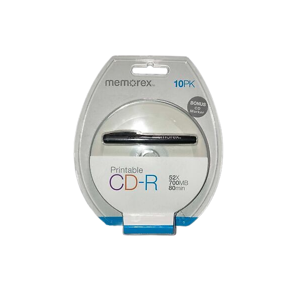 CD-R Memorex 32020016187 73950449-B, 700MB / 80min, 52x, blister 10 buc + Marker pentru CD