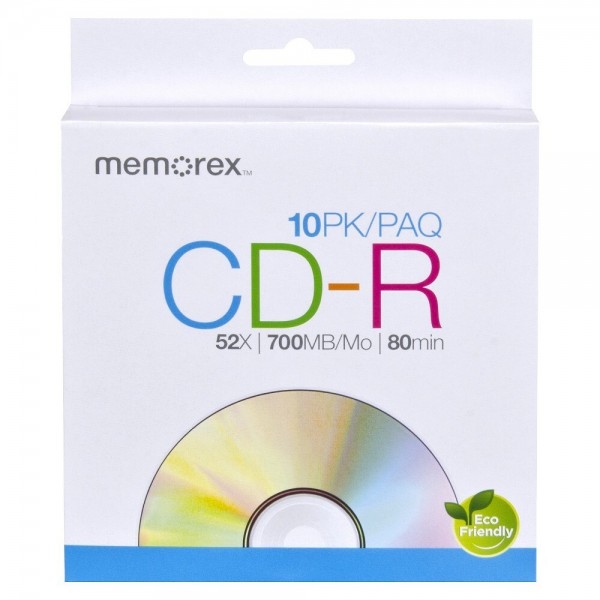CD-R Memorex 32020033356, 700MB / 80min, 52x, set 10 buc ambalate individual in plic
