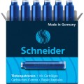 Patroane cerneala scurte (rezerve) Schneider 6603 2844, cerneala albastra, set 6 buc