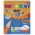 Creioane colorate Bic Kids Evolution, 18 culori, blister carton