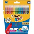 Carioci colorate Bic Kids Kid Couleur 2727, 12 culori, ultralavabile, blister carton