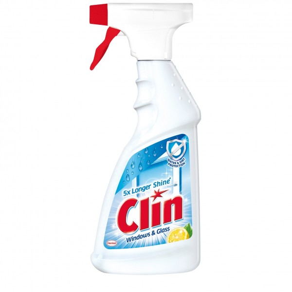 Solutie curatat geamuri Clin Lemon, 500ml, cu pulverizator, 3in1
