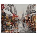 Set Pictura pe numere 40x50cm, Atelier - Paris dupa ploaie - panza, cadru de lemn, pensule, culori acrilice, ATPBN8090