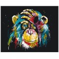 Set Pictura pe numere 40x50cm, Atelier - Cimpanzeu colorat - panza, cadru de lemn, pensule, culori acrilice, ATPBN25714