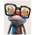 Set Pictura pe numere 40x50cm, Atelier - Broasca cu ochelari - panza, cadru de lemn, pensule, culori acrilice, ATPBN9344