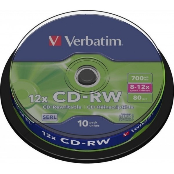 CD-RW Verbatim 43480, 700MB / 80min, 12x, set 10 buc