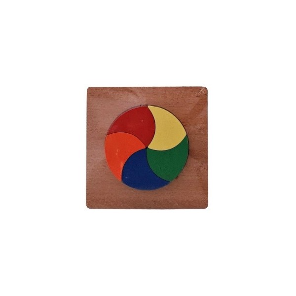 Puzzle lemn educativ - Tangram Cerc colorat, 5 piese, 3+ ani, Colorarte