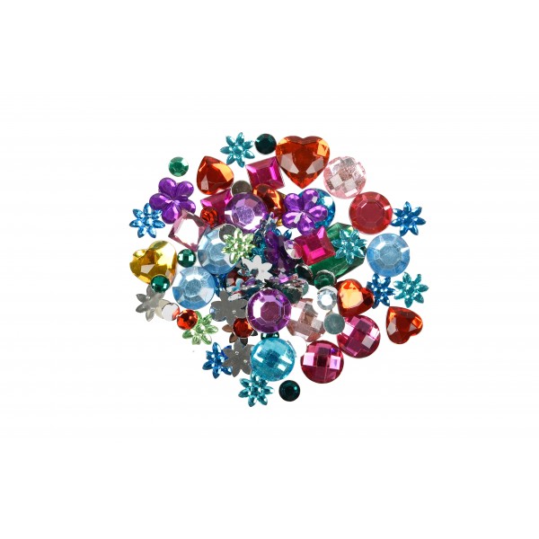 Accesorii creatie - pietre pretioase plastic, diverse culori, diverse modele, set 250-300 buc, Colorarte