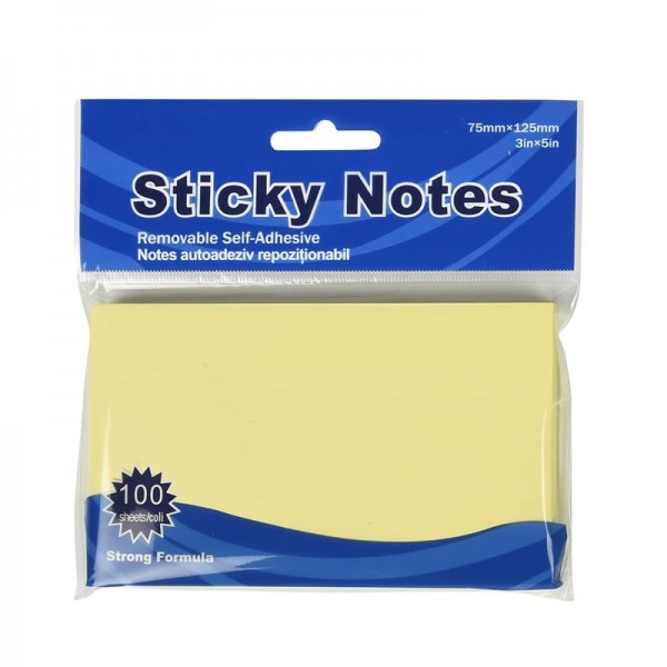 Notes adeziv Office Cover A05, 100 coli, 75x125mm, galben pastel, blister