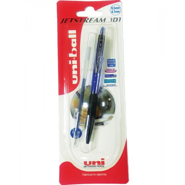 Jetstream UNI SXN-101, 0.7mm, albastru P, cu rezerva pe blister