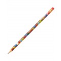Creion grafit Koh-I-Noor, HB, corp rotund, cu guma de sters, diverse modele