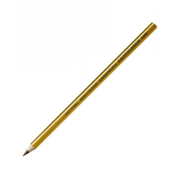 Creion grafit Koh-I-Noor Aristochrom K3400, tip papagal (cu mina speciala tricolora), corp hexagonal auriu, fara guma de sters
