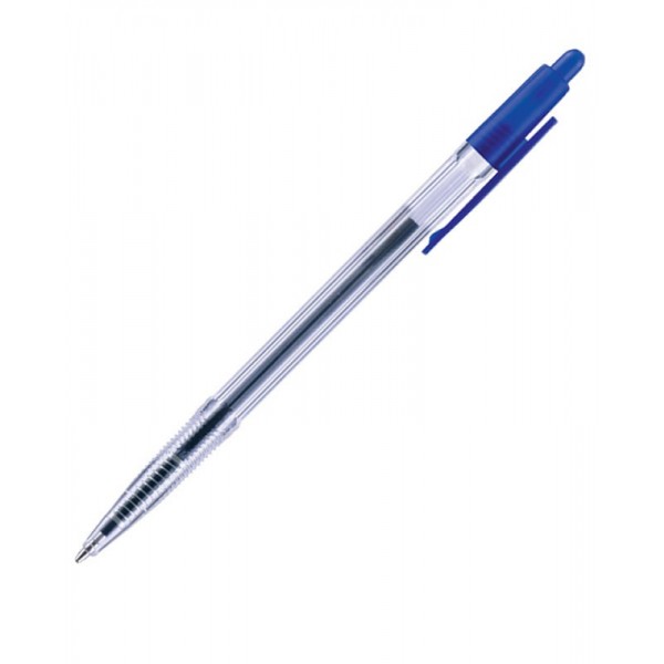 Pix cu bila Ark Click Pen 111, cu mecanism, corp transparent, scris albastru