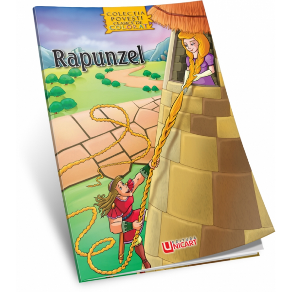 Carte de colorat A4, Cu poveste - Rapunzel, Unicart