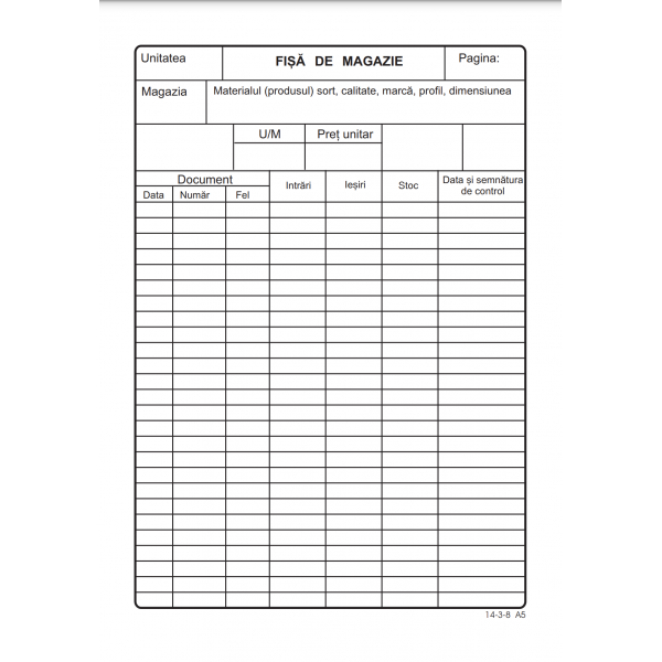 Tipizat - fisa magazie - A5, 120g/mp