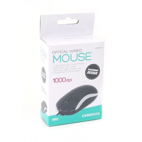 Mouse optic Omega, 1000DPI, cablu 1.25m, OM07V, diverse culori