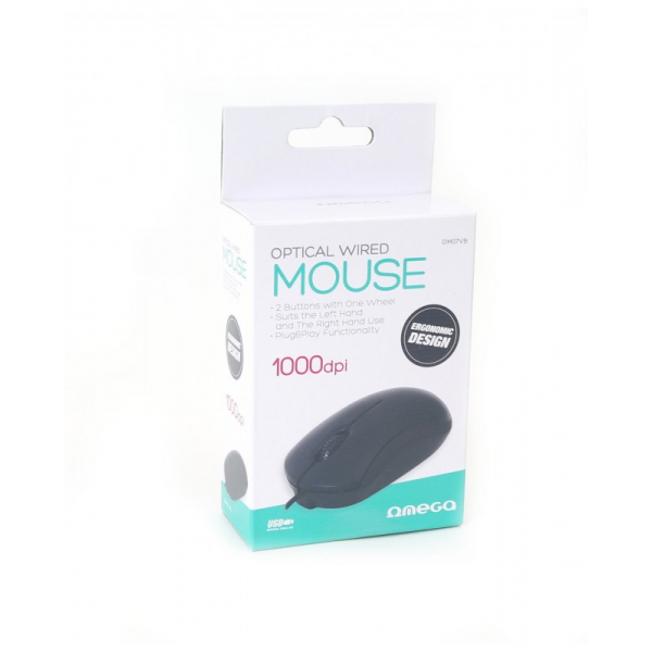 Mouse optic Omega, 1000DPI, cablu 1.25m, OM07V, diverse culori