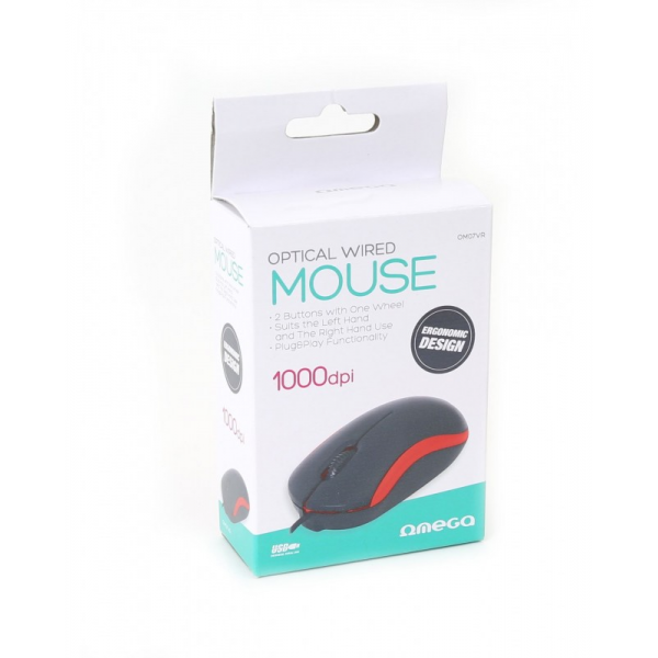 Mouse optic Omega OM07V, 1000 dpi, USB, cablu 1.25m, diverse culori