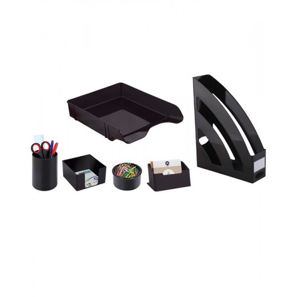 Set birou Ark 1397, 6 piese, plastic, negru