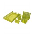 Set birou Office Cover, plasa metalica, cu flori stantate, 5 piese