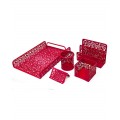 Set birou Office Cover, plasa metalica, cu flori stantate, 5 piese