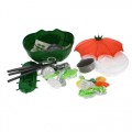 Set de joaca 4 in 1 - bucatarie utilata - accesorii diverse, cu maner, pe roti, verde-portocaliu, MegaCreative 460502, 3+ ani