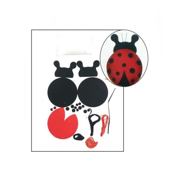 Accesorii creatie set fetru, buburuza, 14cm: ac plastic, ata, lipici, vata sintetica, instructiuni