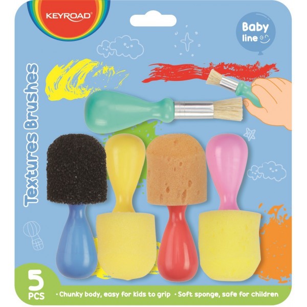 Trafalet burete Baby Line plastic, cu maner PVC, set 4 buc, Keyroad, KR972349