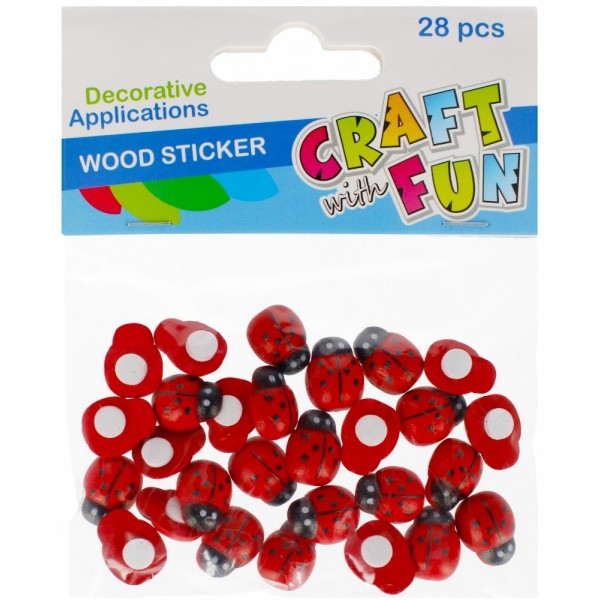 Accesorii creatie - buburuze plastic, mici, set 28 buc, Craft with Fun, 501441