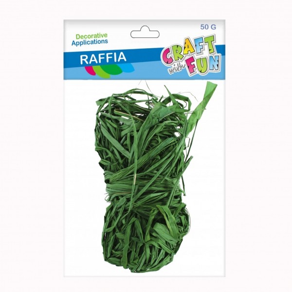 Accesorii creatie - ghem rafie plastic, verde, blister 50g, Craft with Fun, 471478