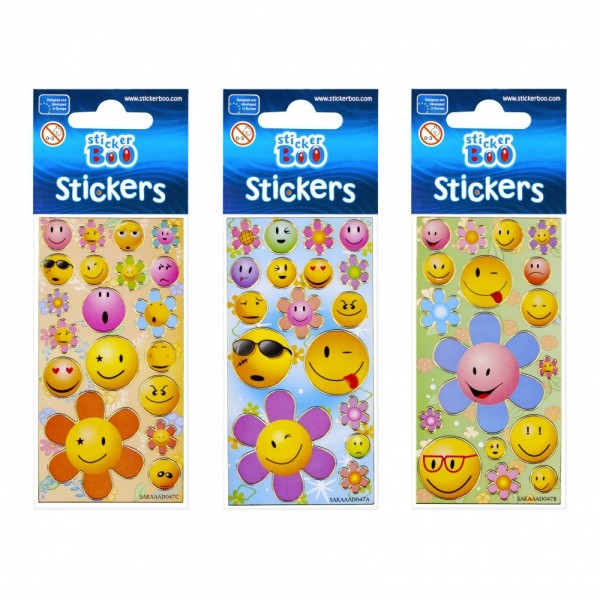 Abtibilduri - fete zambarete cu flori, set 17 buc, Sticker Boo, 265372
