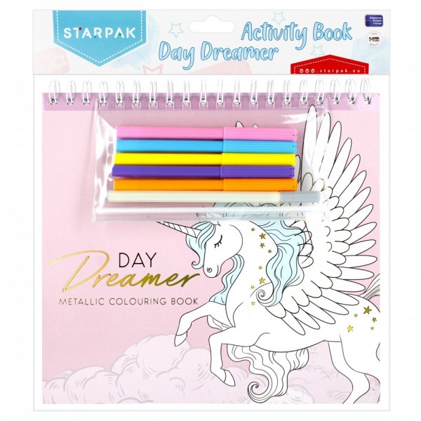 Set creativ Day Dreamer STARPAK, carte cu activitati + 5 carioci + 1 liner, 497701