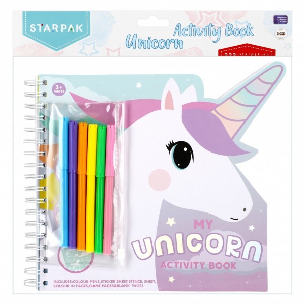 Set creativ My Unicorn STARPAK, carte cu activitati + 6 carioci, 497702